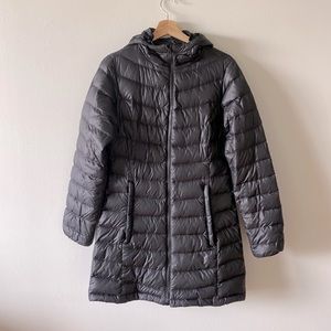 The North Face black knee length parka down fill black medium